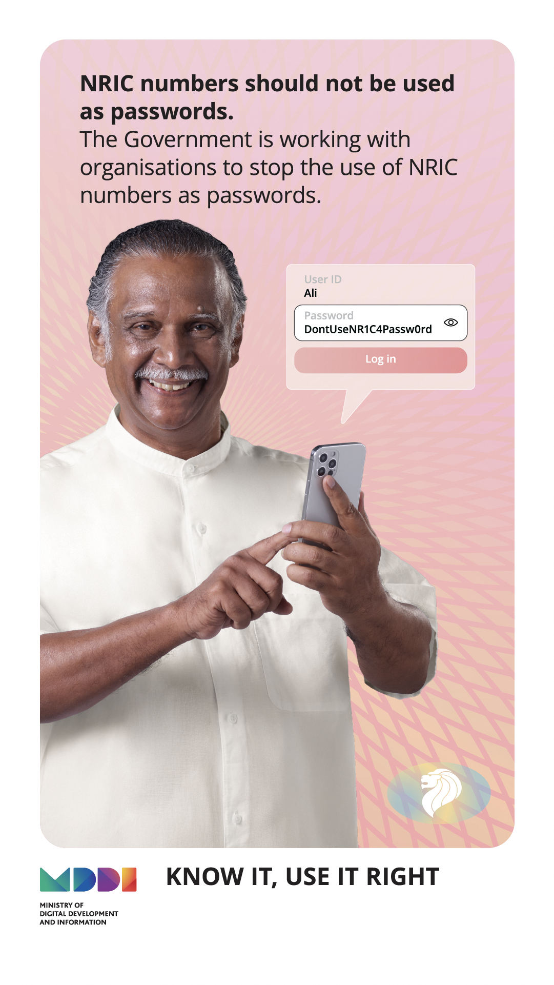 NRIC numbers should not be used as passwords